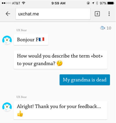 Voorbeeld chatbot conversation design