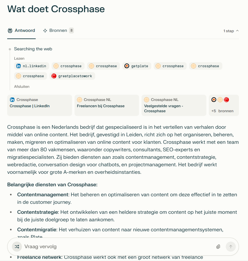 Wat doet crossphase perplexity