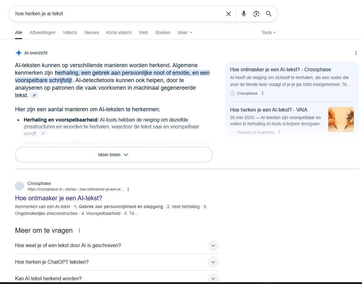 Hoe herken je een AI tekst AI Overviews