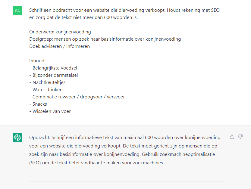 Prompt en samenvatting Chat GPT