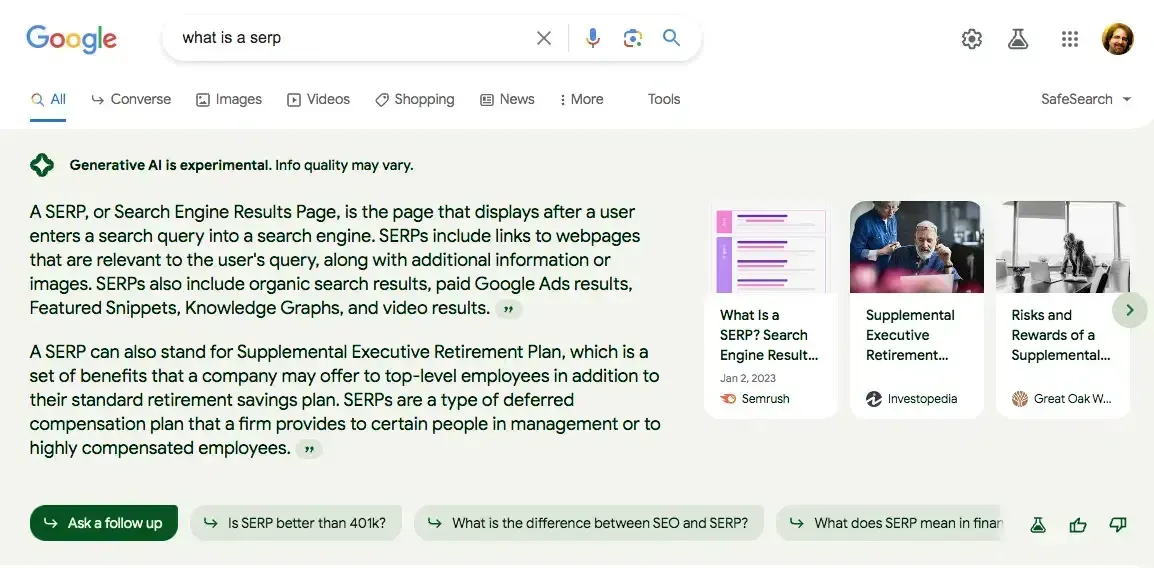 Google what is a serp png