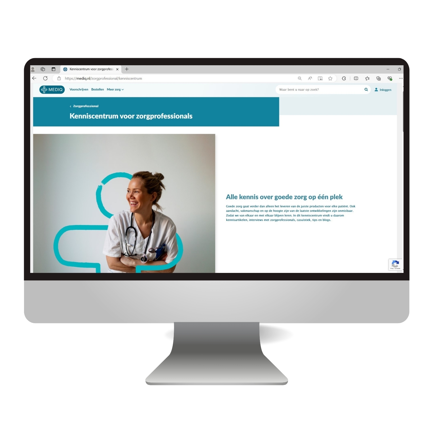 Screenshot van het kenniscentrum van Mediq